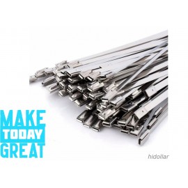100PCS STAINLESS STEEL CABLE TIES METAL SELF LOCKING ZIP TIE STRAP 200/300/400mm