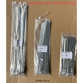 100PCS STAINLESS STEEL CABLE TIES METAL SELF LOCKING ZIP TIE STRAP 200/300/400mm