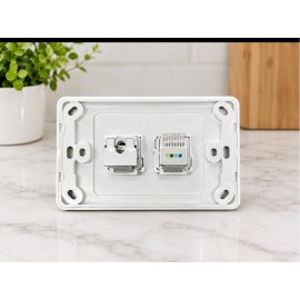 DUAL TWIN TELEPHONE PHONE DATA INTERNET OUTLET SOCKET WALL PLATE RJ11 RJ45 CAT5E