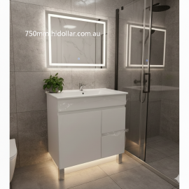 BATHROOM VANITY WASH BASIN STAND CABINET 2 DRAWER 750/900  HIGHER OPTIONS WHITE OR TIMBER FINISH