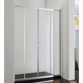 SILVER OR BLACK WALL TO WALL SLIDING SHOWER SCREEN SEMI FRAME 2 DOORS 135CM--192CM