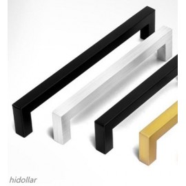 SQUARE SILVER GOLD KITCHEN WARDROBE BATHROM DRAWER HANDLE DOOR GRIP HANDLE 96/128 BLACK SILVER