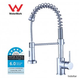 WELS BRASS KITCHEN MIXER TAP LAUNDRY SINK REAL PULLOUT FAUCET SWIVEL STEAM/SPRAY 5STAR SILVER