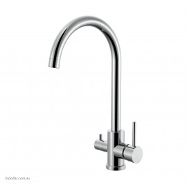 KITCHEN LAUNDRY GOOSENECK 3 WAY SINK MIXER TAP HOT & COLD PLUS DRINKING WATER OUTLET  CHROME FREE POST