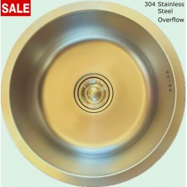 DEEP ROUND KITCHEN SINK BOWL LAUNDRY SINK 304 STAINLESS STEEL STRAINER 40X20cm