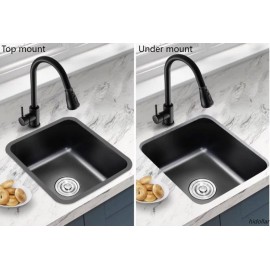 SQUARE KITCHEN LAUNDRY SINK BOWL GUNMETAL BLACK STAINLESS SINK FREE STRAINER 400X380