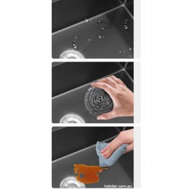 BLACK KITCHEN SINK BOWL UNDER TOP MOUNT 304 STAINLESS STEEL LAUNDRY SQUARE SINK 3MM +STRAINER+RACK