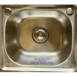 SQUARE KITCHEN SINK BOWL LAUNDRY SINK 304 STAINLESS STEEL 42X37cm STRAINER