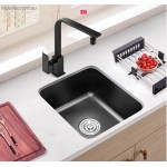 SQUARE KITCHEN LAUNDRY SINK BOWL GUNMETAL BLACK STAINLESS SINK FREE STRAINER 400X380