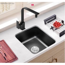 SQUARE KITCHEN LAUNDRY SINK BOWL GUNMETAL BLACK STAINLESS SINK FREE STRAINER 400X380