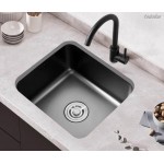SQUARE KITCHEN LAUNDRY SINK BOWL GUNMETAL BLACK STAINLESS SINK FREE STRAINER
