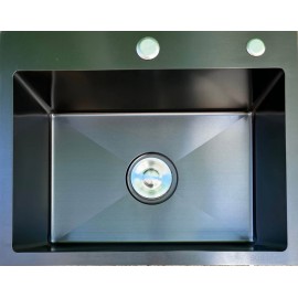 BLACK KITCHEN SINK BOWL UNDER TOP MOUNT 304 STAINLESS STEEL LAUNDRY SQUARE SINK 3MM +STRAINER+RACK