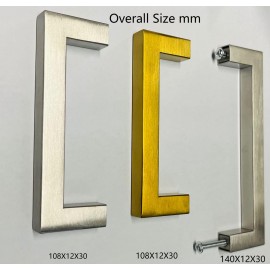 SQUARE SILVER GOLD KITCHEN WARDROBE BATHROM DRAWER HANDLE DOOR GRIP HANDLE96/128 