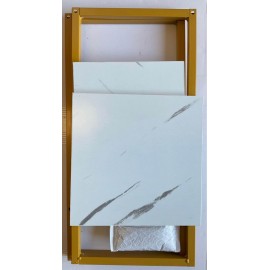 MARBLE LOOK SQUARE 2TIER PLANT STAND DUAL POT HOLDER 2KG 24X50cm