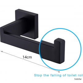 BATHROOM BLACK 3PCS SET TOILET ROLL HOLDER TOWEL RING HOOK 304 STAINLESS STEEL
