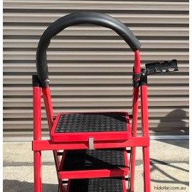 STEEL FRAME 3 WIDE TREAD STEP LADDER RUBBER GRIP FOLDABLE THREE STEP