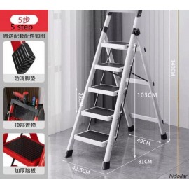 STEEL FRAME WIDE TREAD FIVE STEP LADDER FOLDABLE 5 STEP LADDER FLAT TOP