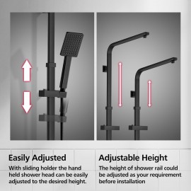 MULTIFUNCTION BLACK DUAL HEIGHT ADJUSTABLE SHOWER RAIL SET DIVERTER AU