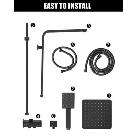 MULTIFUNCTION BLACK DUAL HEIGHT ADJUSTABLE SHOWER RAIL SET DIVERTER AU